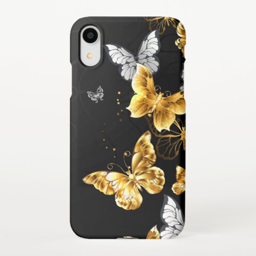 Gold and white butterflies iPhone XR case