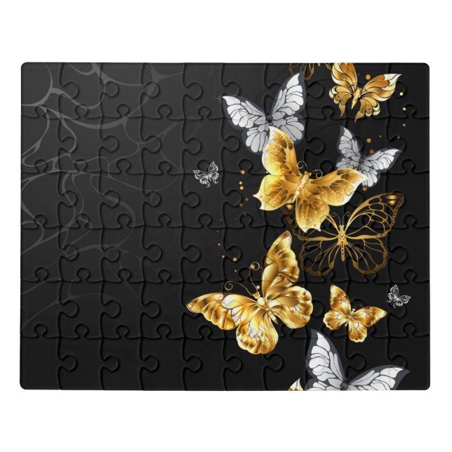 Gold and white butterflies jigsaw puzzle (Puzzle Horizontal)