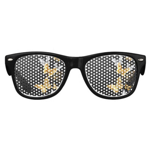 Gold and white butterflies kids sunglasses