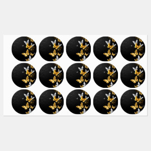 Gold and white butterflies labels