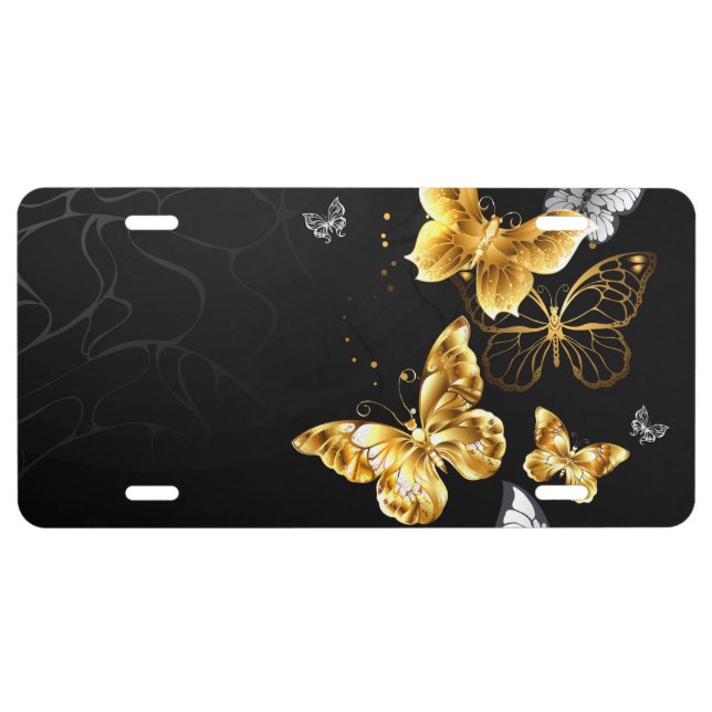 Gold and white butterflies license plate (Front)