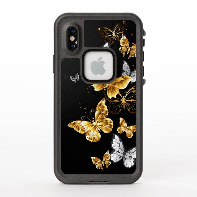 Gold and white butterflies LifeProof iPhone case (Back)