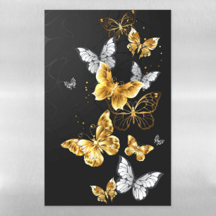 Gold and white butterflies magnetic dry erase sheet