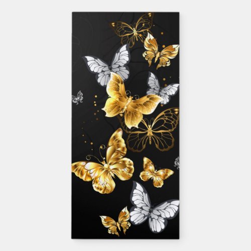 Gold and white butterflies magnetic notepad