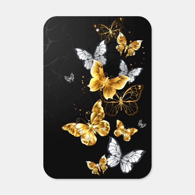 Gold and white butterflies metal sign (Front)
