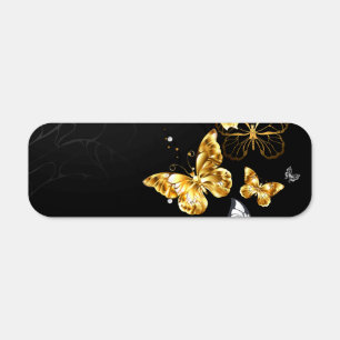 Gold and white butterflies metal sign