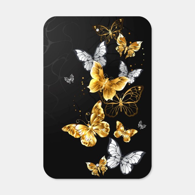 Gold and white butterflies metal sign (Front)