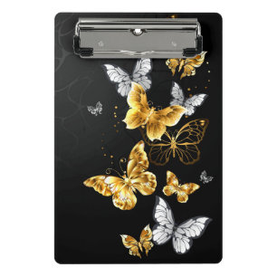 Gold and white butterflies mini clipboard