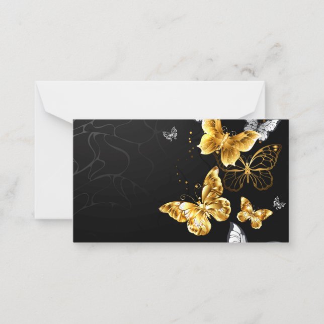 Gold and white butterflies note card (Front)