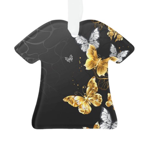 Gold and white butterflies ornament