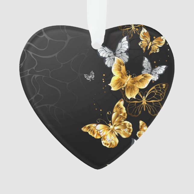 Gold and white butterflies ornament (Front)
