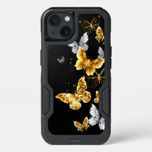 Gold and white butterflies iPhone 13 case