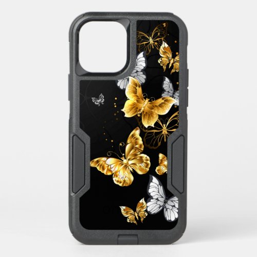 Gold and white butterflies OtterBox commuter iPhone 12 case