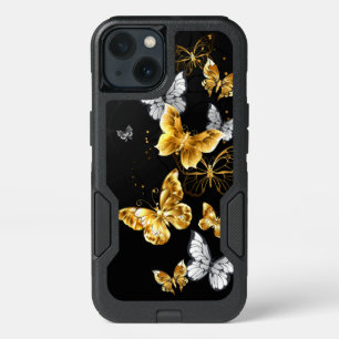 Gold and white butterflies iPhone 13 case