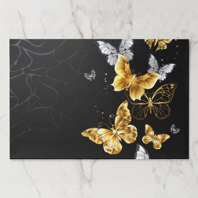 Gold and white butterflies paper pad (Front)