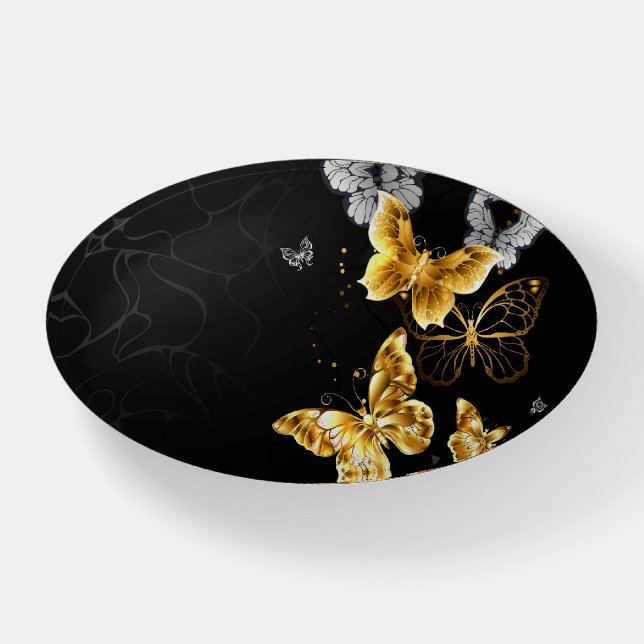 Gold and white butterflies paperweight (Front)