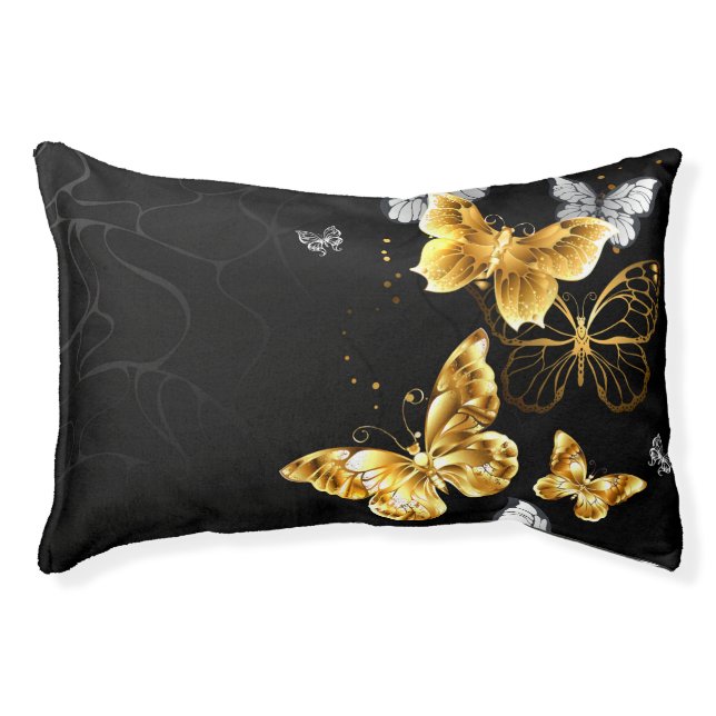 Gold and white butterflies pet bed (Front)