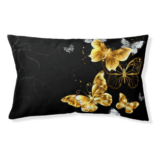Gold and white butterflies pet bed