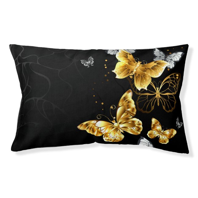 Gold and white butterflies pet bed (Front)