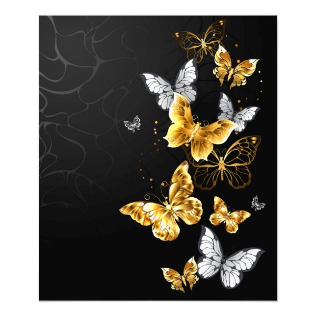 Gold and white butterflies photo print (Front)