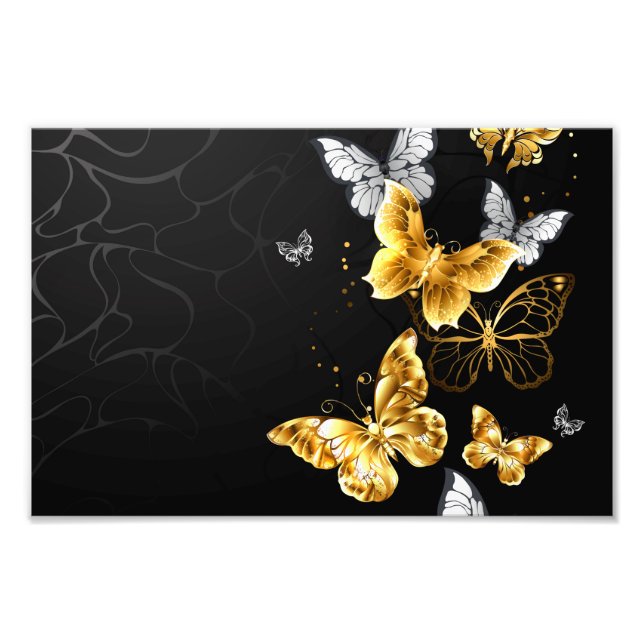 Gold and white butterflies photo print (Front)