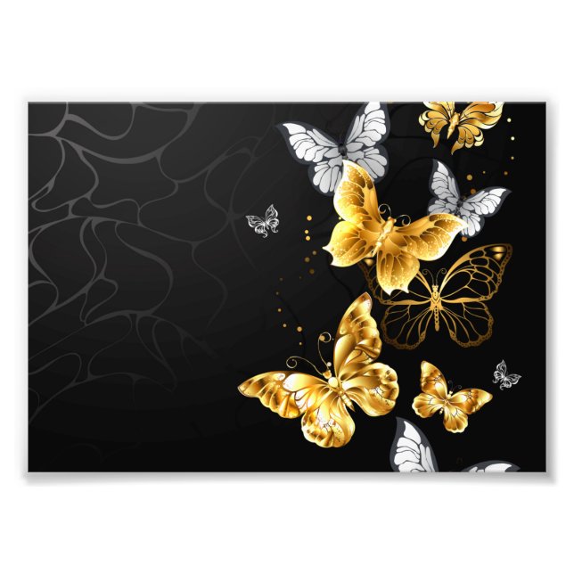 Gold and white butterflies photo print (Front)