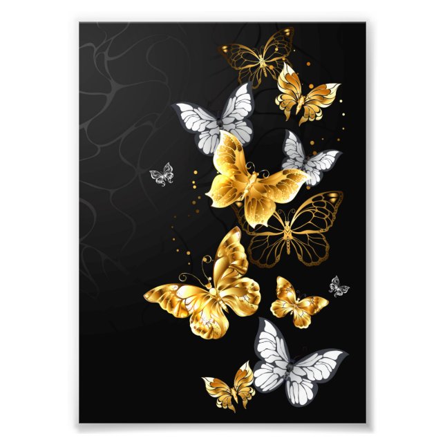 Gold and white butterflies photo print (Front)