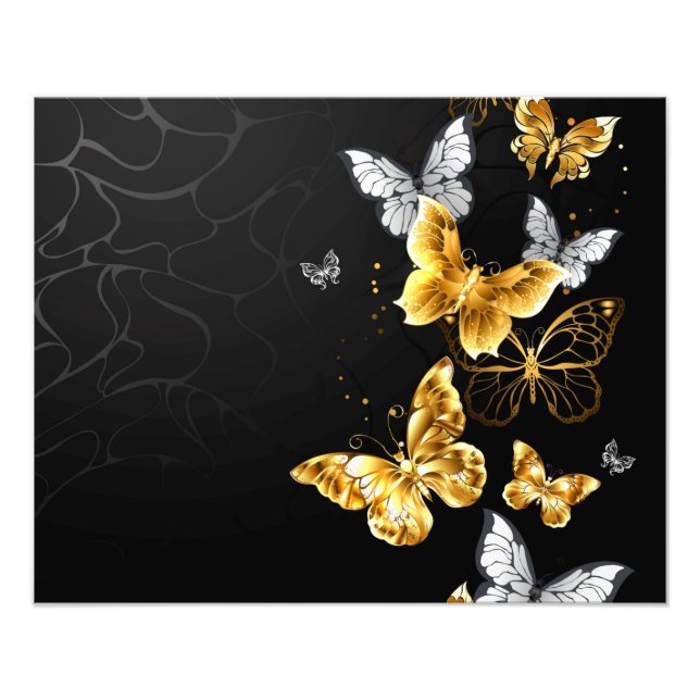 Gold and white butterflies photo print (Front)
