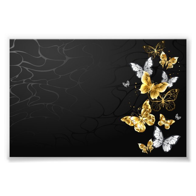 Gold and white butterflies photo print (Front)