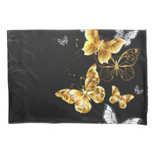 Gold and white butterflies pillow case