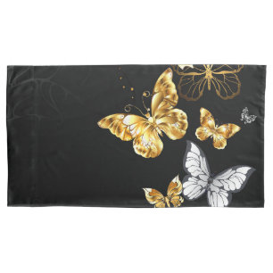 Gold and white butterflies pillow case