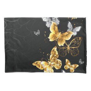 Gold and white butterflies pillow case