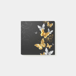 Gold and white butterflies post-it notes