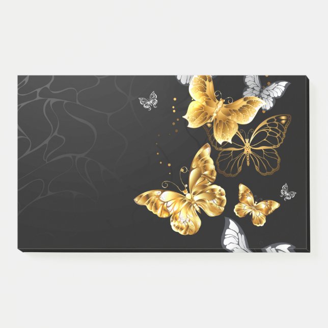 Gold and white butterflies post-it notes (Front)