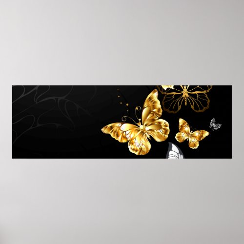 Gold and white butterflies poster