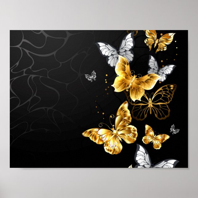 Gold and white butterflies poster (Front)