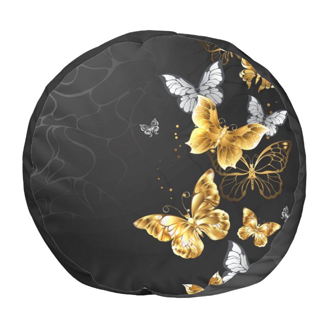 Gold and white butterflies pouf (Bottom)