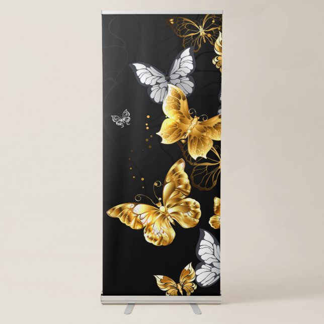 Gold and white butterflies retractable banner (Front)