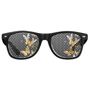 Gold and white butterflies retro sunglasses