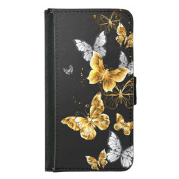 Gold and white butterflies samsung galaxy s5 wallet case