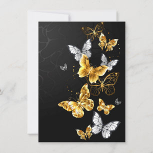 Gold and white butterflies save the date
