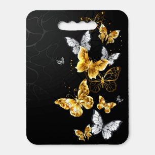 Gold and white butterflies seat cushion