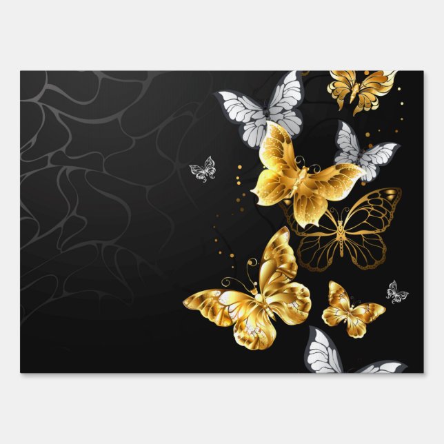 Gold and white butterflies sign (Front)