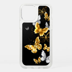 Gold and white butterflies speck iPhone 12 pro case