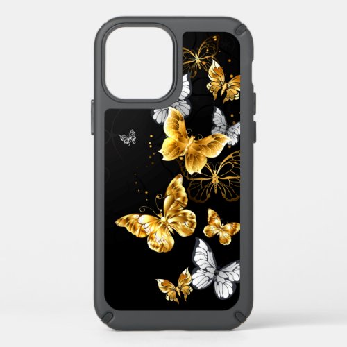 Gold and white butterflies speck iPhone 12 pro case