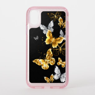 Gold and white butterflies speck iPhone XR case