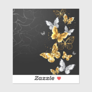 Gold and white butterflies sticker