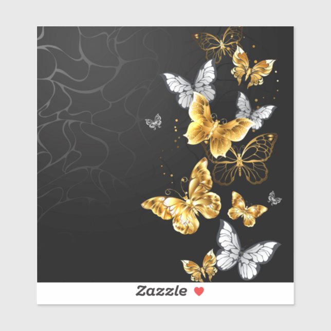 Gold and white butterflies sticker (Sheet)