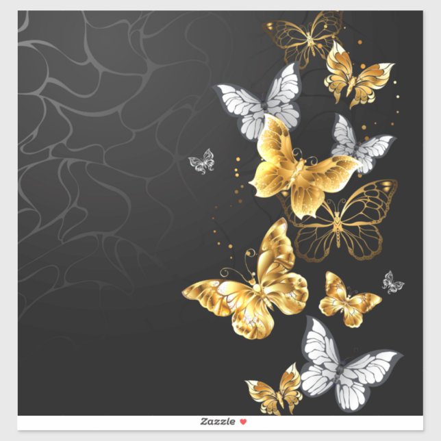 Gold and white butterflies sticker (Sheet)