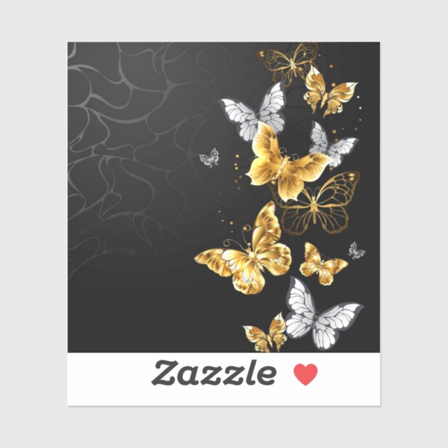 Gold and white butterflies sticker (Sheet)